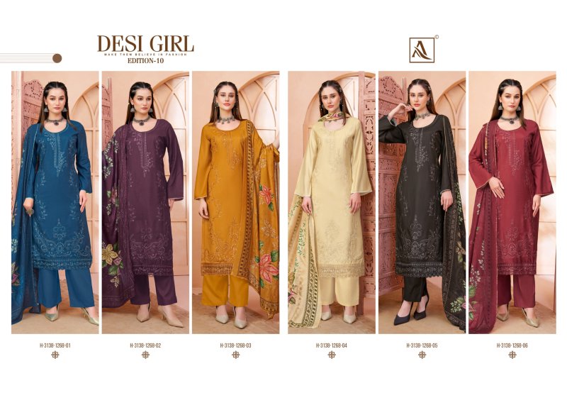 Desi Girl Vol 10 By Alok Viscose Maslin Pakistani Dress Material